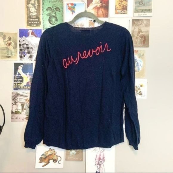 JOIE BONJOUR AU REVOIR WOOL EMBROIDERED SWEATER S - Picture 4 of 10